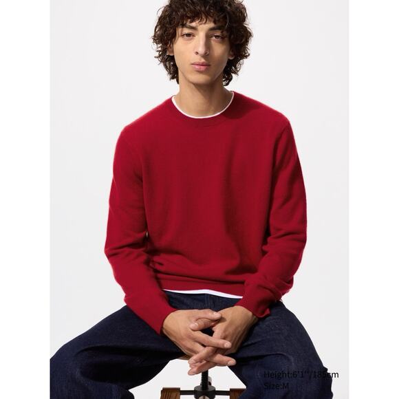 The Commons Men's 100% Cashmere Sweater Johnny Crewneck XL Red Brick Luxury - Picture 1 of 9